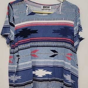 Blue and Pink Striped Women's Tee